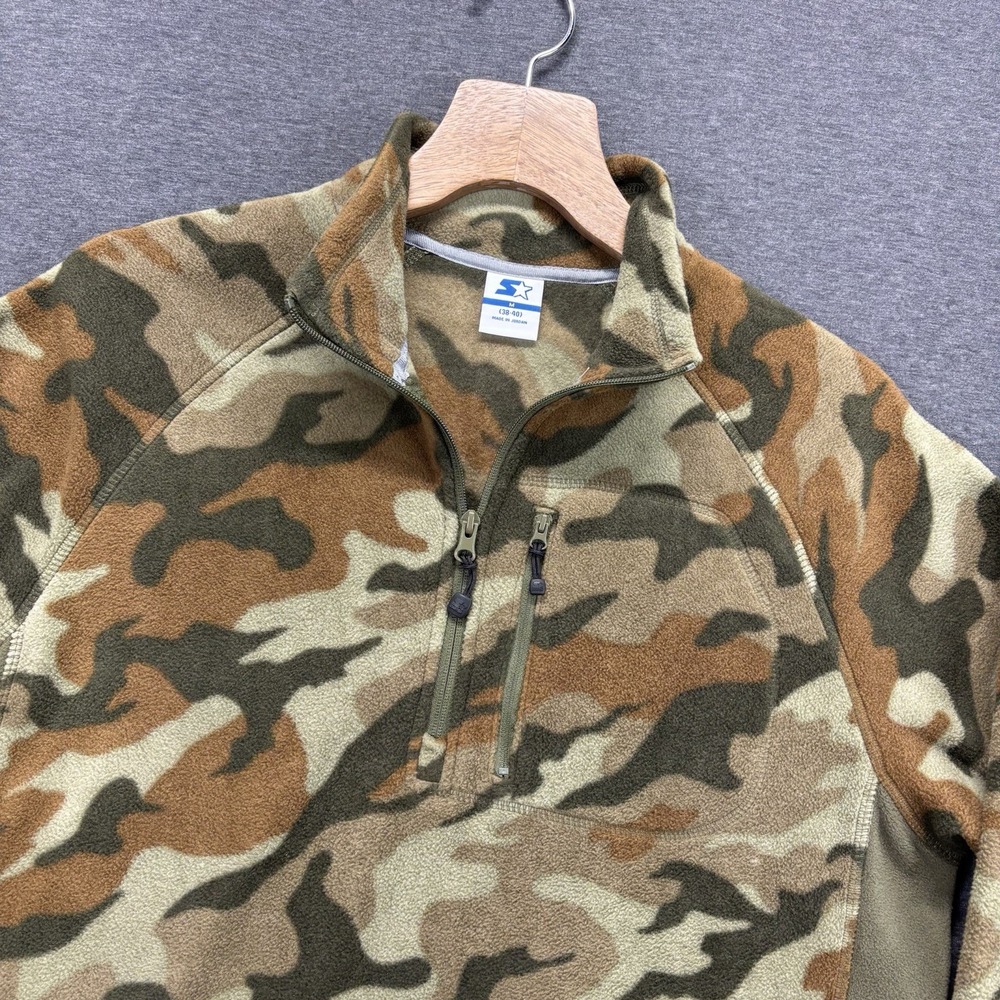 Vintage Starter Camo‎ Quarter Zip Fleece Mens Medium Y2K Camouflage Hunting